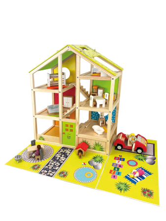 Casă de păpuși XXL cu spațiu exterior, set de joacă complex [2]