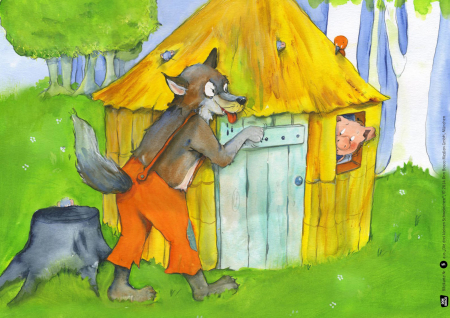 Set de carduri ilustrate Kamishibai - Cei trei purceluși [2]