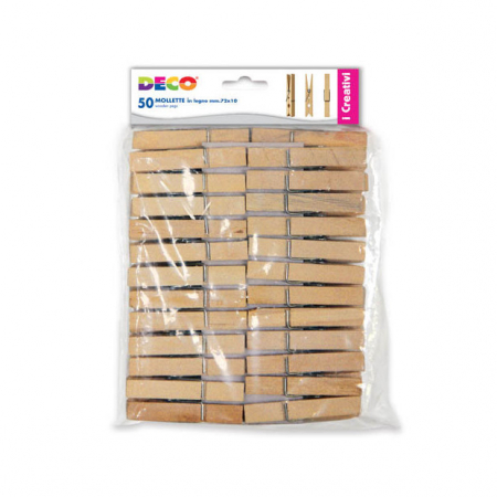Diverse materiale mici - Set de 50 de cârlige de rufe din lemn, culoare naturală