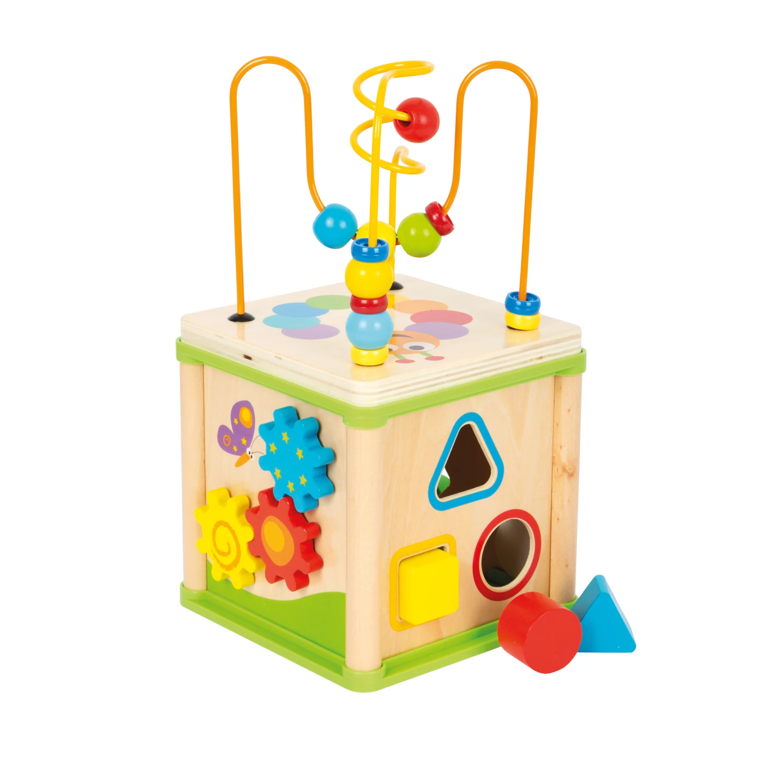 Motricitate fina - Cub educativ din lemn cu activități motrice - insecte