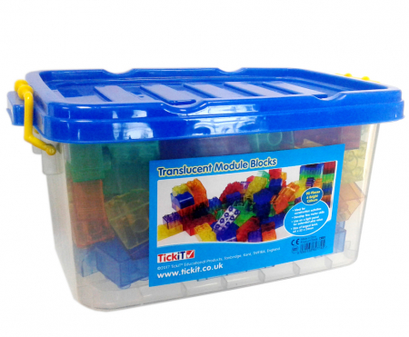 Cuburi și cărămizi - Cuburi de construcții transparente, set de 90 piese, multicolor