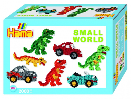 Seturi MIDI in cutie - DINOZAURI - 2000 mărgele HAMA MIDI în cutie cadou MIC