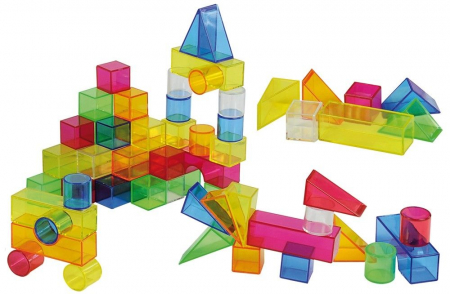 Creativitate si indemanare - Set de 50 buc cuburi de construcții COLORATE transparente din plastic