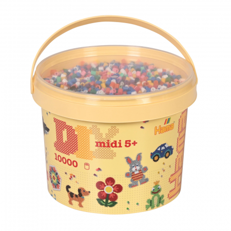 Mărgele MIDI în găleată - Găleată cu 10000 mărgele de călcat Hama midi mix de 10 culori uzuale (mix-00)
