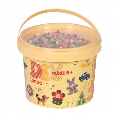 Mărgele de călcat HAMA - Găleată cu 10000 mărgele de călcat Hama midi mix de 52 culori (mix-68)