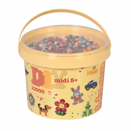 Mărgele MIDI în găleată - Găleată cu 10000 mărgele de călcat Hama midi mix de 22 culori (mix-67)