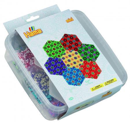 Mărgele HAMA MINI - HEXAGON - 10500 margele HAMA MINI in cutie de plastic