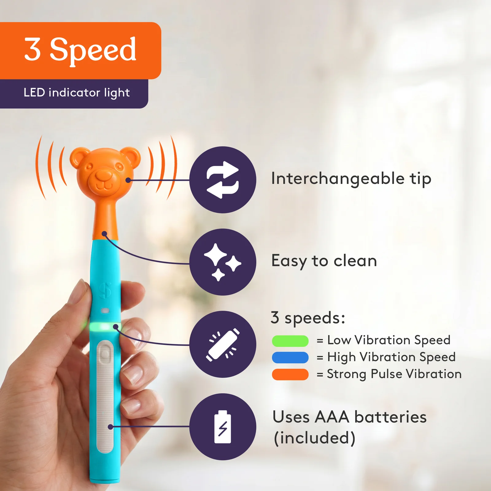 Kit stimulare orală senzorială cu vibrații și 6 capete - Buzz Buddy™ [3]