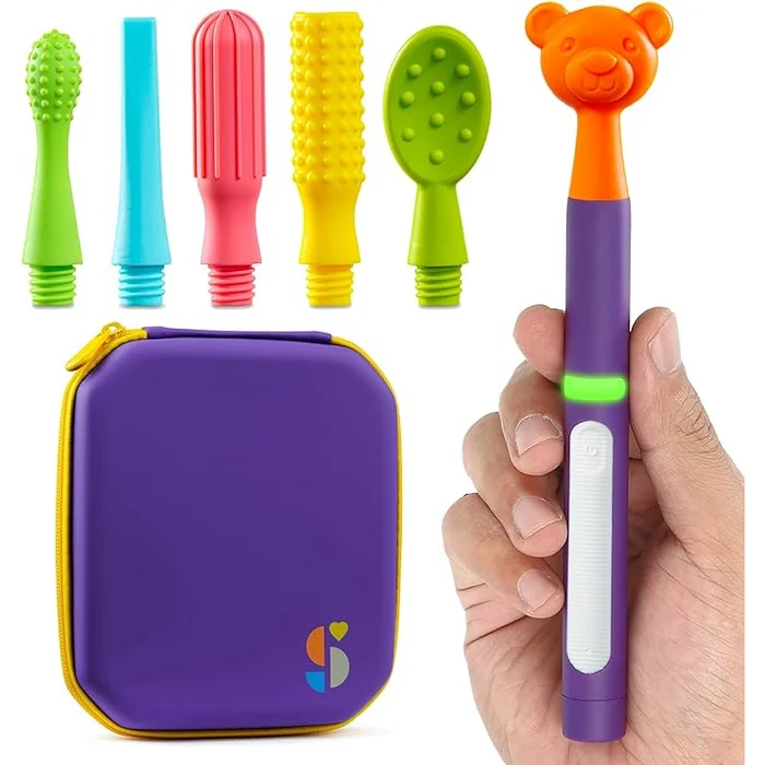 Produse - Kit stimulare orală senzorială cu vibrații și 6 capete - Buzz Buddy™