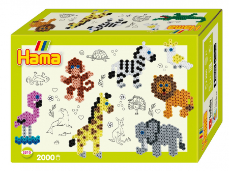 Margele de calcat HAMA MIDI Animale din Zoo - 2000 margele + 1 plansete de lucru impachetat in cutie [0]