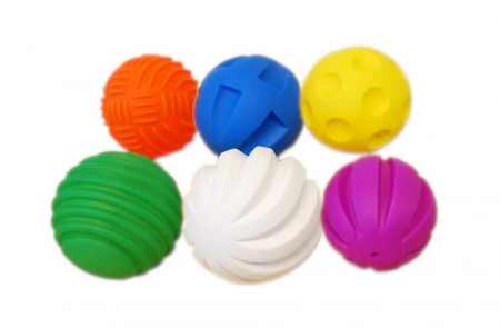 Stimulare tactila - Mingi Tactile, TickiT, set de 6 mingi, multicolor