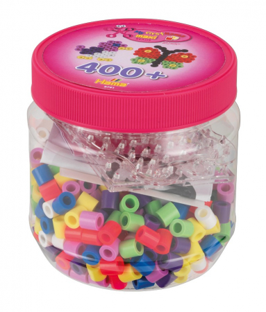 Margele HAMA MAXI - 400 margele HAMA MAXI in borcan plastic si 2 plansete Hama Maxi