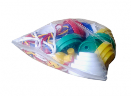 Sortare si numarare - Nasturi de insirat plastic Gigant, Commotion, set de 44 bucati, multicolor