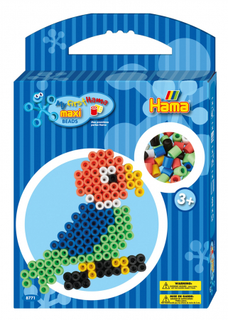Margele HAMA MAXI - Papagal - set cu 350 mărgele Hama maxi în cutie