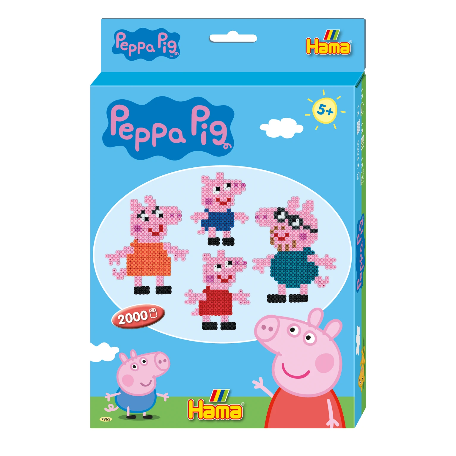 Seturi MIDI in cutie - Peppa Pig - 2000 mărgele de călcat Hama midi și o planșetă în cutie cu agățător