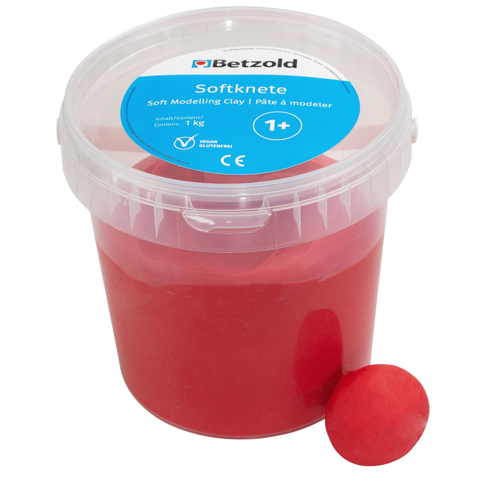 Plastilină - Plastilină moale în găleată, 1 kg - roșu