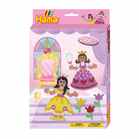 Cadou - PRINȚESA - 2000 Mărgele de călcat Hama midi + 1 planșetă în cutie cu agățător