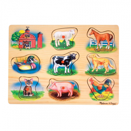 Stimulare auditiva - Puzzle cu sunete - animale de la fermă