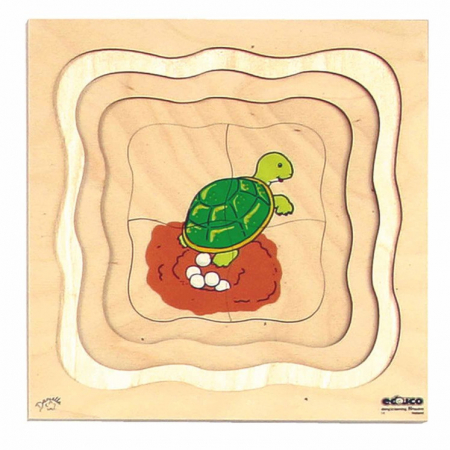 Puzzle de dezvoltare cu patru straturi BROASCA TESTOASA 24x24 cm, grosime 2cm [2]