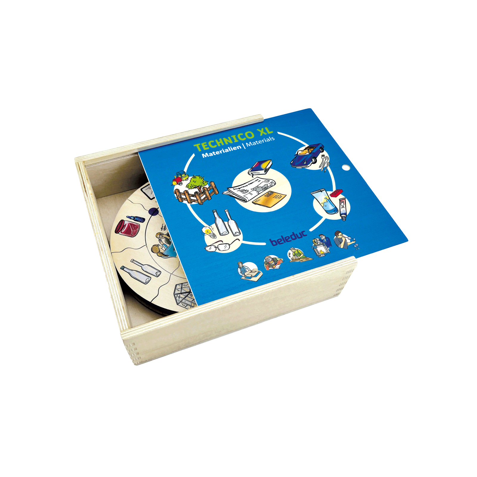 Stiinte - Puzzle din lemn asociere materiale și profesii 65 piese
