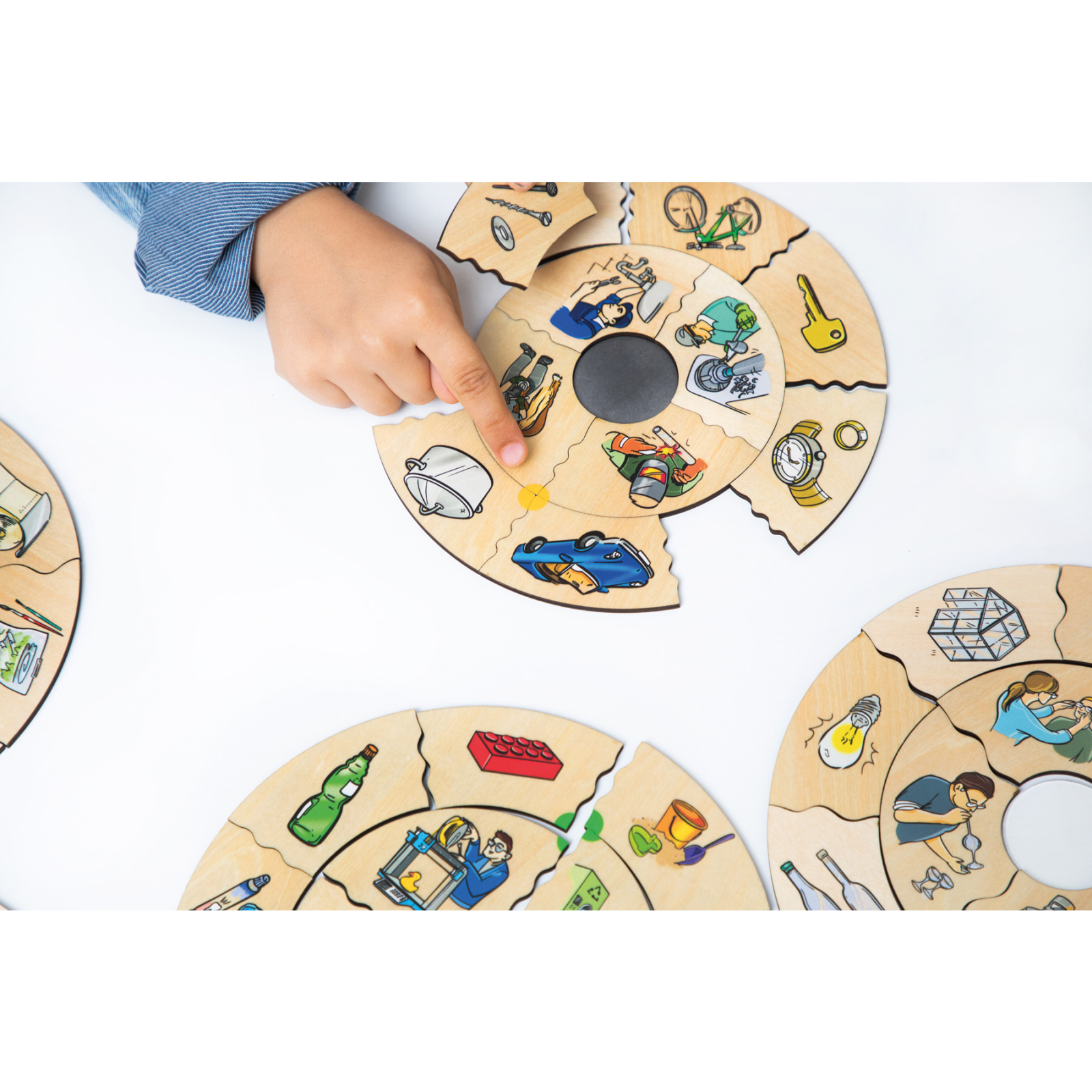 Puzzle din lemn asociere materiale și profesii 65 piese [13]