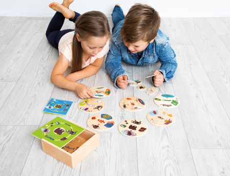 Puzzle din lemn de asociere specii de animale și medii de viață [13]