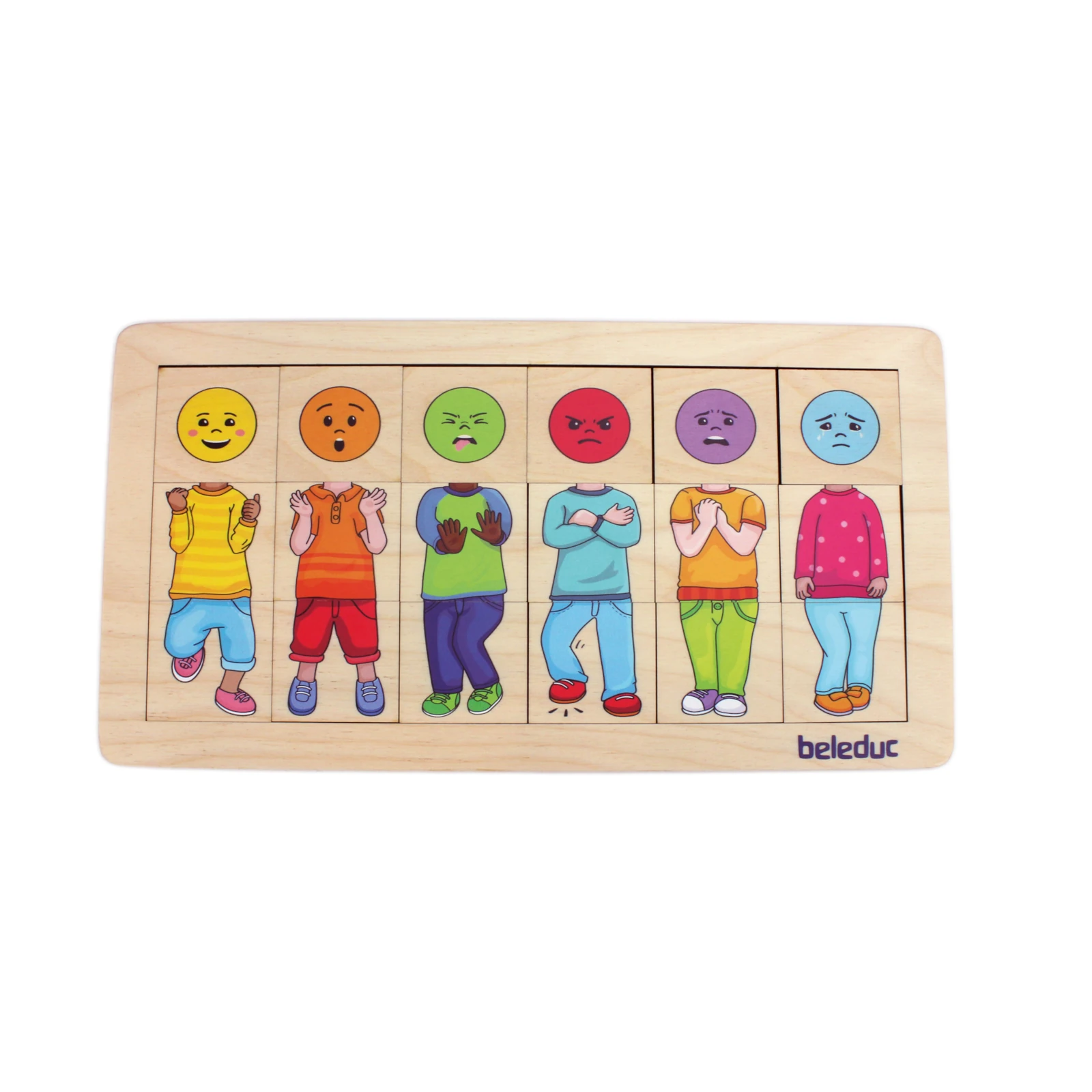 Puzzle educativ din lemn – Combinați și amestecați „Emoțiile” [2]