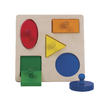 Lumini si culori - Puzzle Forme Geometrice cu  mâner mare