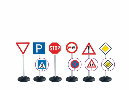 Accesorii - Set de 6 semne de circulație și 4 semne autoadezive