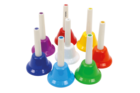 Instrumente muzicale - Set 8 clopoței muzicali colorați pentru copii