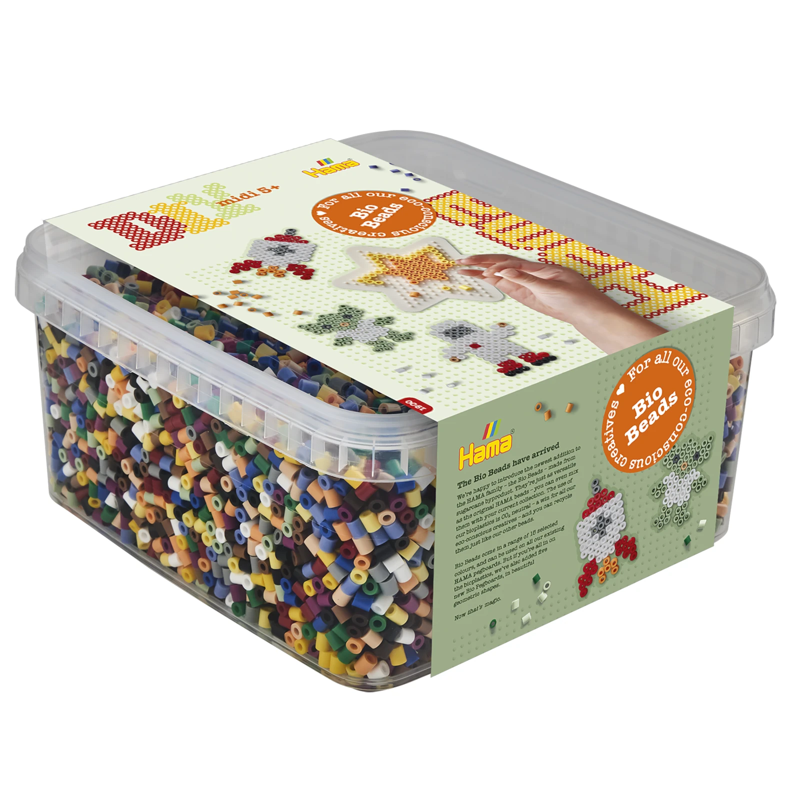 Mărgele HAMA MIDI - Set cu 15000 mărgele Hama midi bio și o planșetă în cutie din plastic