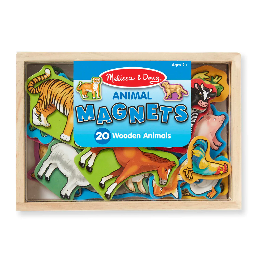 Figurine - Set de 20 figurine din lemn cu magneți cu animale