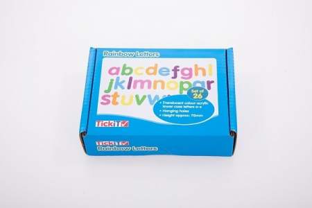 Set de 26 litere mici colorate transparente de înălțime 70 mm, TickiT [1]