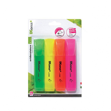 Diverse materiale mici - Set de 4 evidențiatoare în culori neon