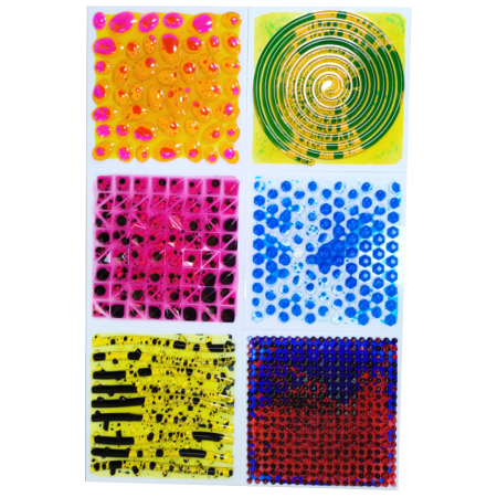 Stimulare tactila - Set de 6 plăci senzoriale cu lichid texturat - 30 cm