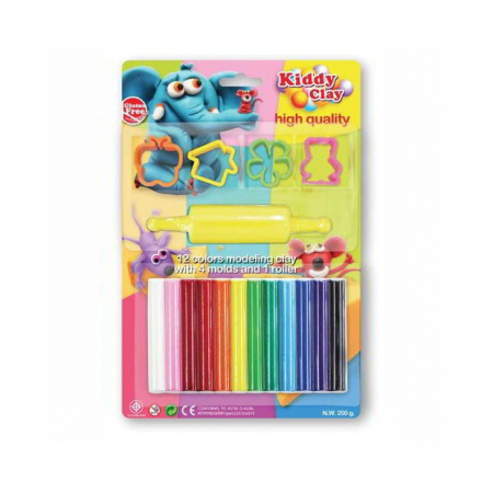 Set Kiddy Clay - plastilină și accesorii în blister