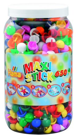 Hama Maxi Sticks - Țepușe ciuperci Hama Maxi Sticks, 650 buc în cutie plastic MARE