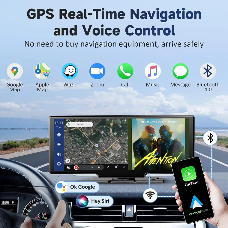 Carplay/Android Auto Wireless 26CM + Camera Marsarier + Camera Bord [2]