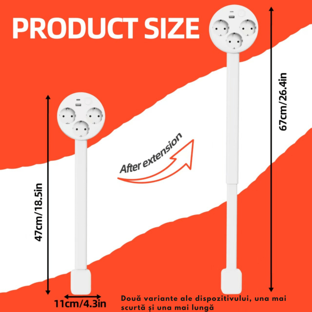 Prelungitor Priza Extensibil, Extensor Electric Reglabil [3]