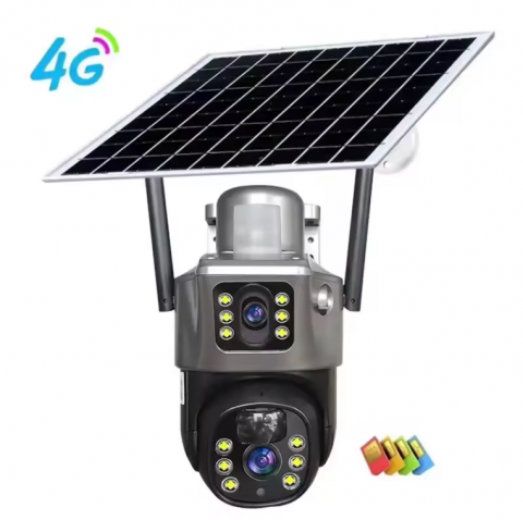 Alte Produse - Camera de supraveghere video,  4G,  model V380 Pro, rezolutie 8MP, 4K, cu Panou Solar inclus, card cadou de 128GB