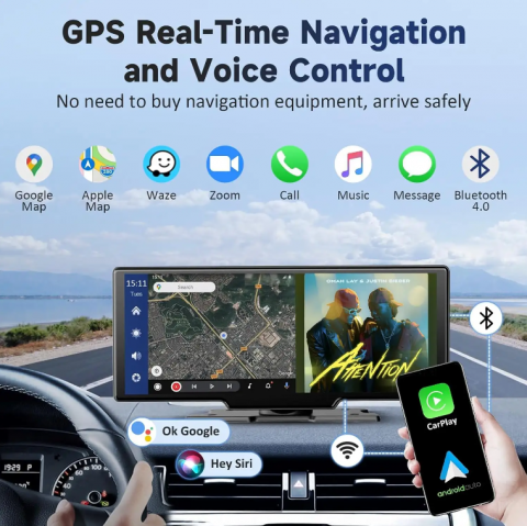 Carplay/Android Auto Wireless 26CM + Camera Marsarier + Camera Bord [1]