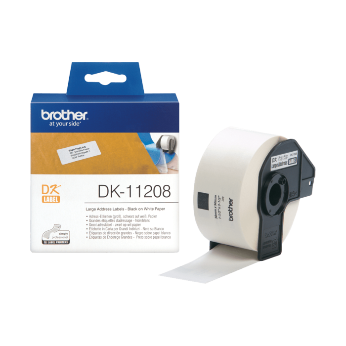 Banda de etichete Brother DK-11208, 38x90mm, 400  etichete rola, pentru imprimanta sau aparat etichetare brother [3]