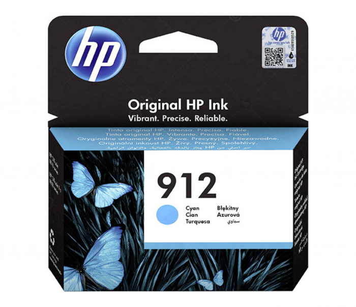 Cartus HP 912 Cyan pentru Imprimanta HP OfficeJet Pro 8023 All-in-One HP imagine 2022 cartile.ro