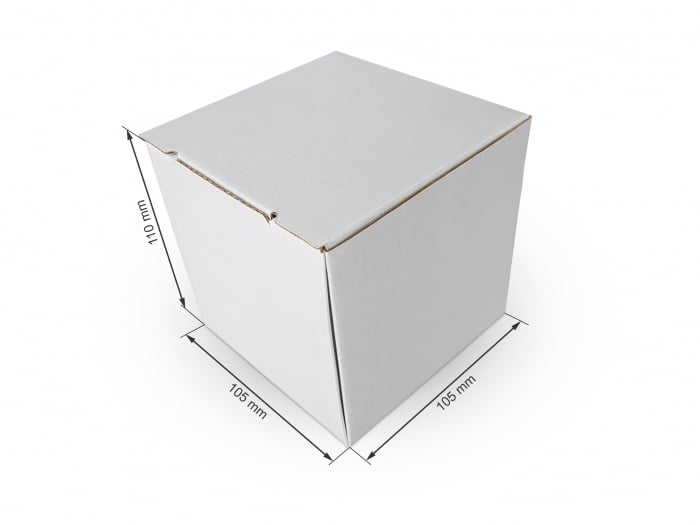 Cutie carton microondul alb, 105x105x110mm Label Print imagine 2022 cartile.ro