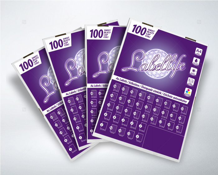 Etichete autoadezive A4 dreptunghiulare, 105 x 48 mm, 12 etichete / coala A4 autoadeziva, 100 coli autoadezive / top [7]