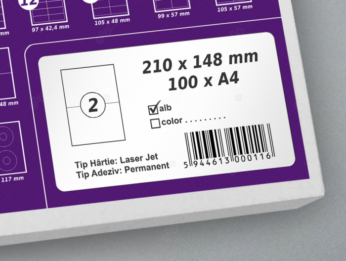 Etichete autoadezive A4, 210 x 148 mm, 2 etichete coala A4 LabelLife poza 2021