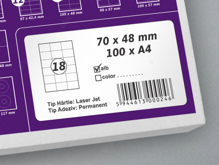 Etichete autoadezive A4, 70 x 48 mm, 18 etichete coala A4 LabelLife imagine 2022 cartile.ro
