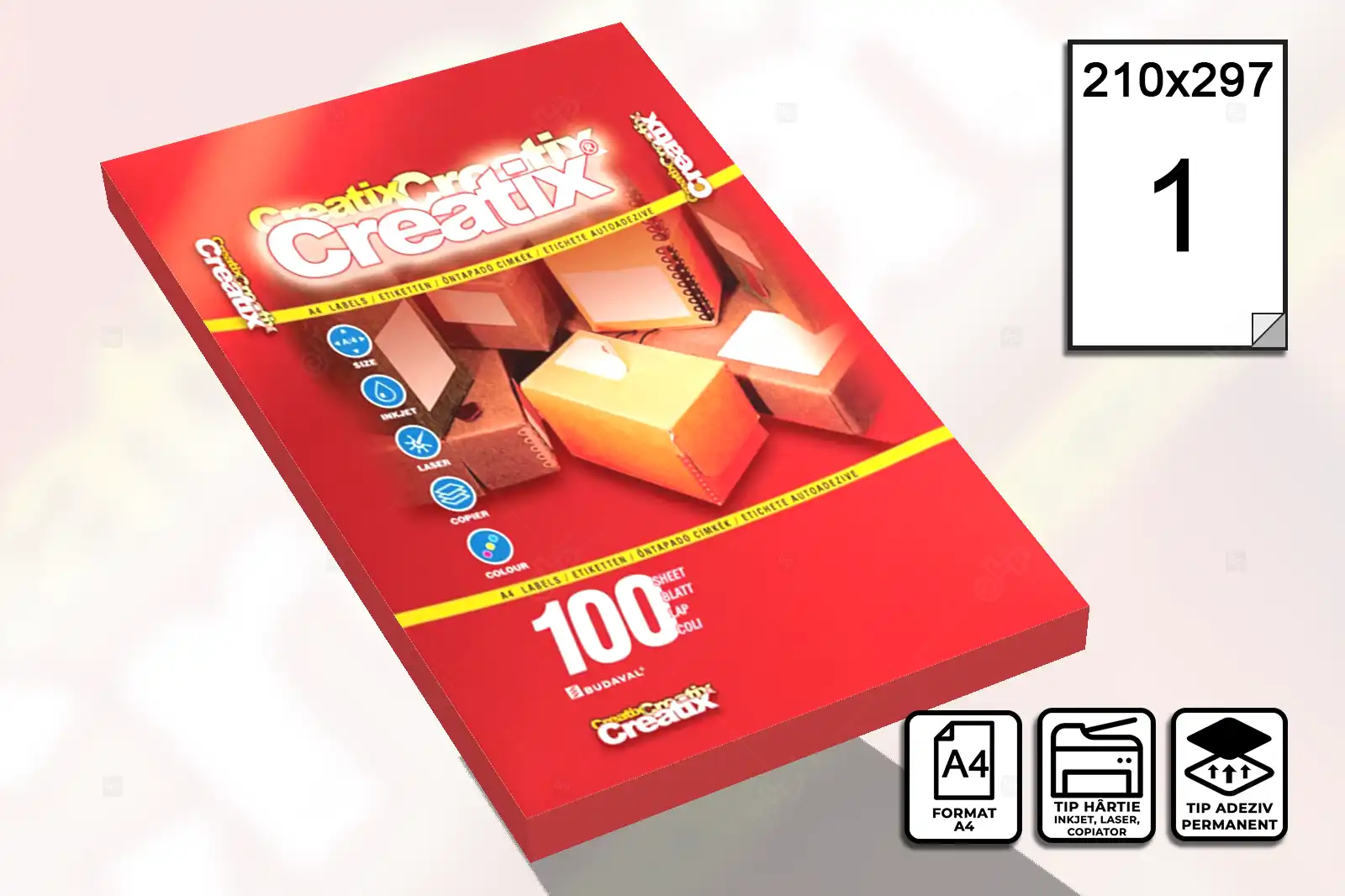 Etichete autocolante A4, 1 eticheta / coala A4, 210 x 297 mm [2]