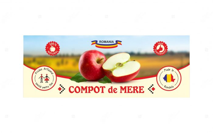Etichete borcane personalizate Compot de mere, 54x144 mm [3]