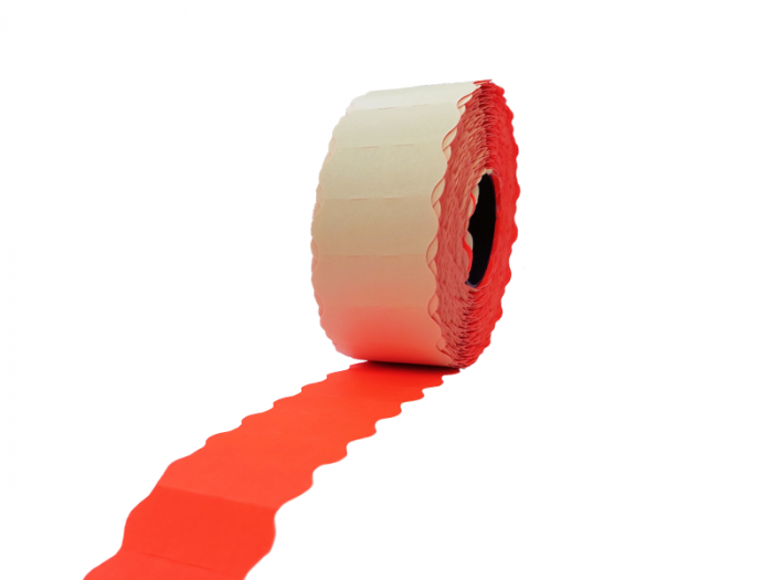 Etichete de pret fluorescente ondulate, rosii, 26 x 16 mm, 1000 buc/rola [3]